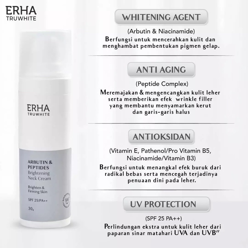 ERHA TRUWHITE ARBUTIN &amp; PEPTIDES BRIGHTENING NECK CREAM 30G l