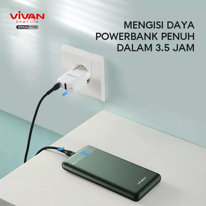 A_   Vivan VPB-M10 10000mAh Powerbank 2 Way Fast Charge 3A Type C Original