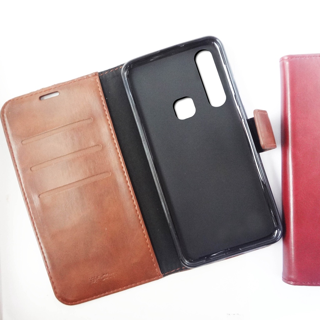 (PAKET HEMAT) Fashion Selular Flip Leather Case OPPO A31/A52/A72/A92 Flip Cover Wallet Case Flip Case + Nero Temperred Glass