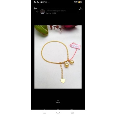 BERSERTIFIKAT KEASLIAN GELANG KAKI RANGKA EMAS 22 KARAT MUTIARA LOMBOK ASLI