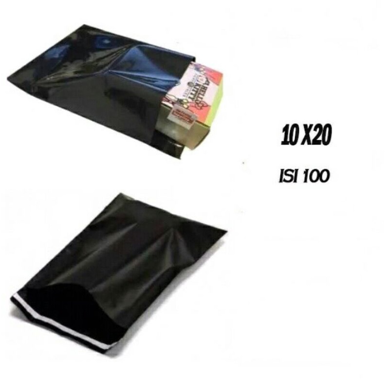 Plastik Polymailer 10x20 Isi 100pcs Hitam PE Kantong Amplop Packing Online