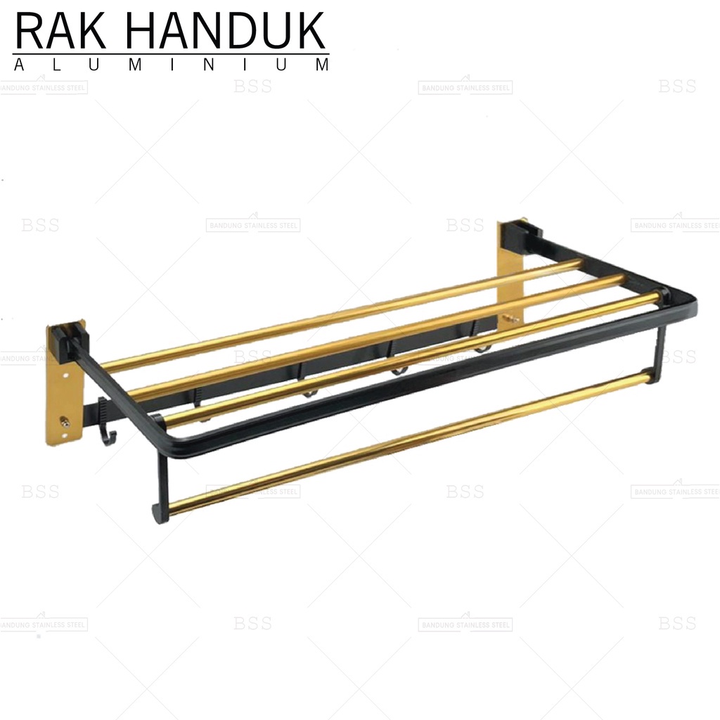 Rak handuk gold 5 kait handuk sikat multifungsi kamar mandi Aluminium