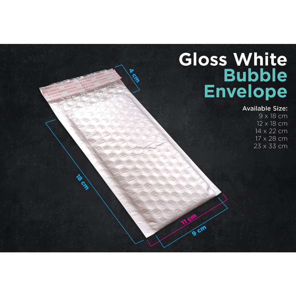 

Amplop Bubble 9 x 18 cm White Gloss Putih (isi 25 lbr)