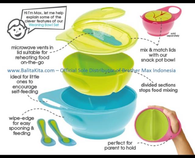 Brother Max Easy-Hold Weaning Bowl Set - Mangkok bayi