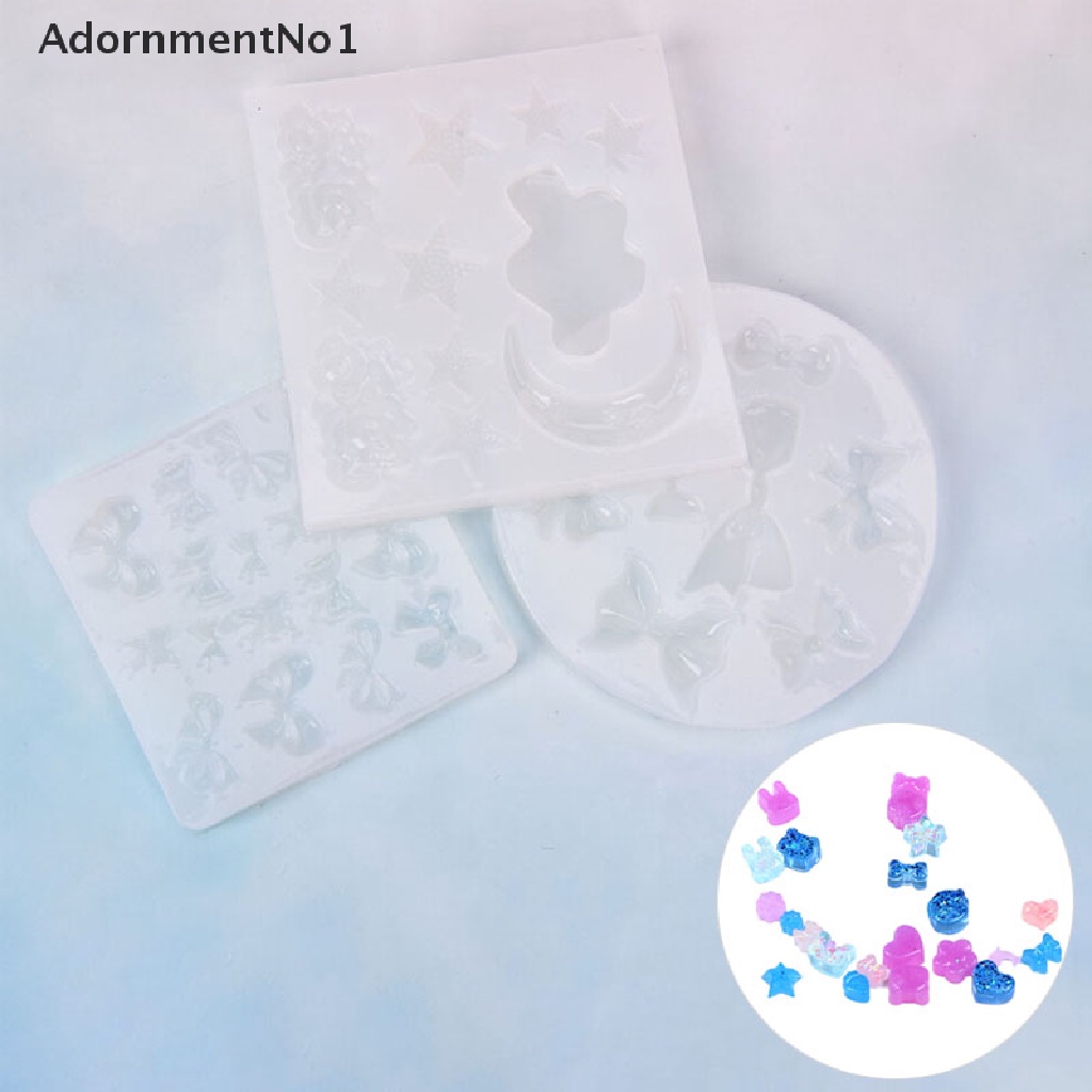 (AdornmentNo1) Cetakan Resin Epoksi Bentuk Bulan / Bintang / Pita Bahan Silikon Untuk DIY Perhiasan Handmade