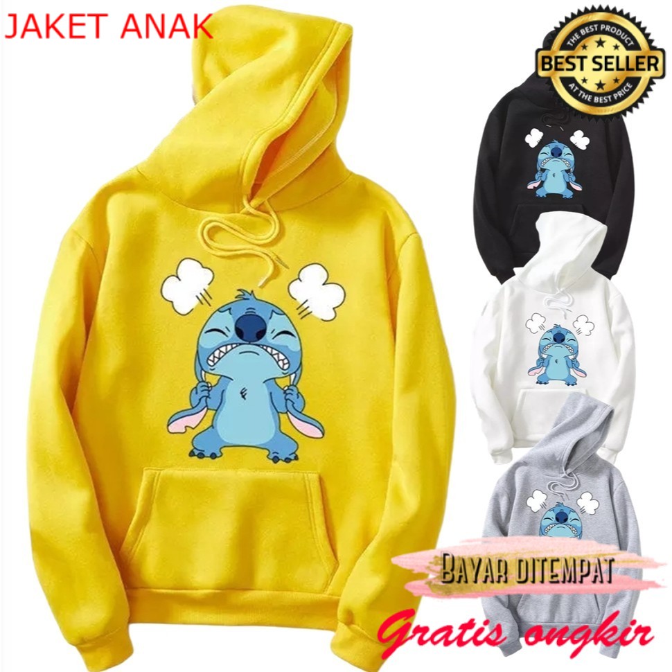 Sweater Anak Angry Stitch Hoodie Anak Fleece  Unisex s cod korea anime sd kecil lucu jaket sweater