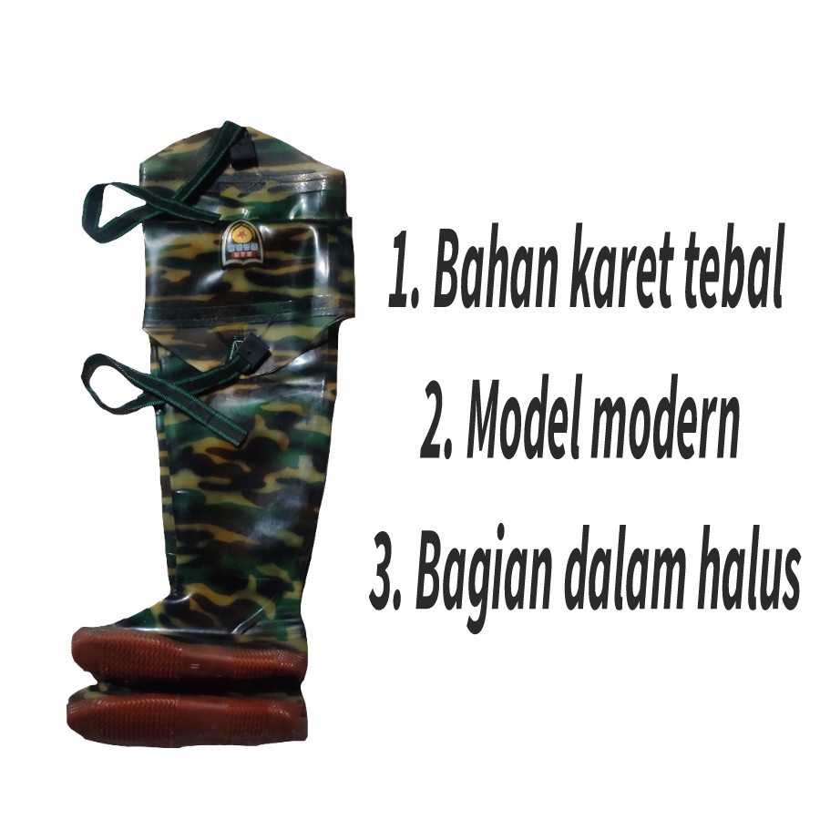 sepatu boots karet panjang doreng 80cm petani hujan anti air sepatu sawah anti licin