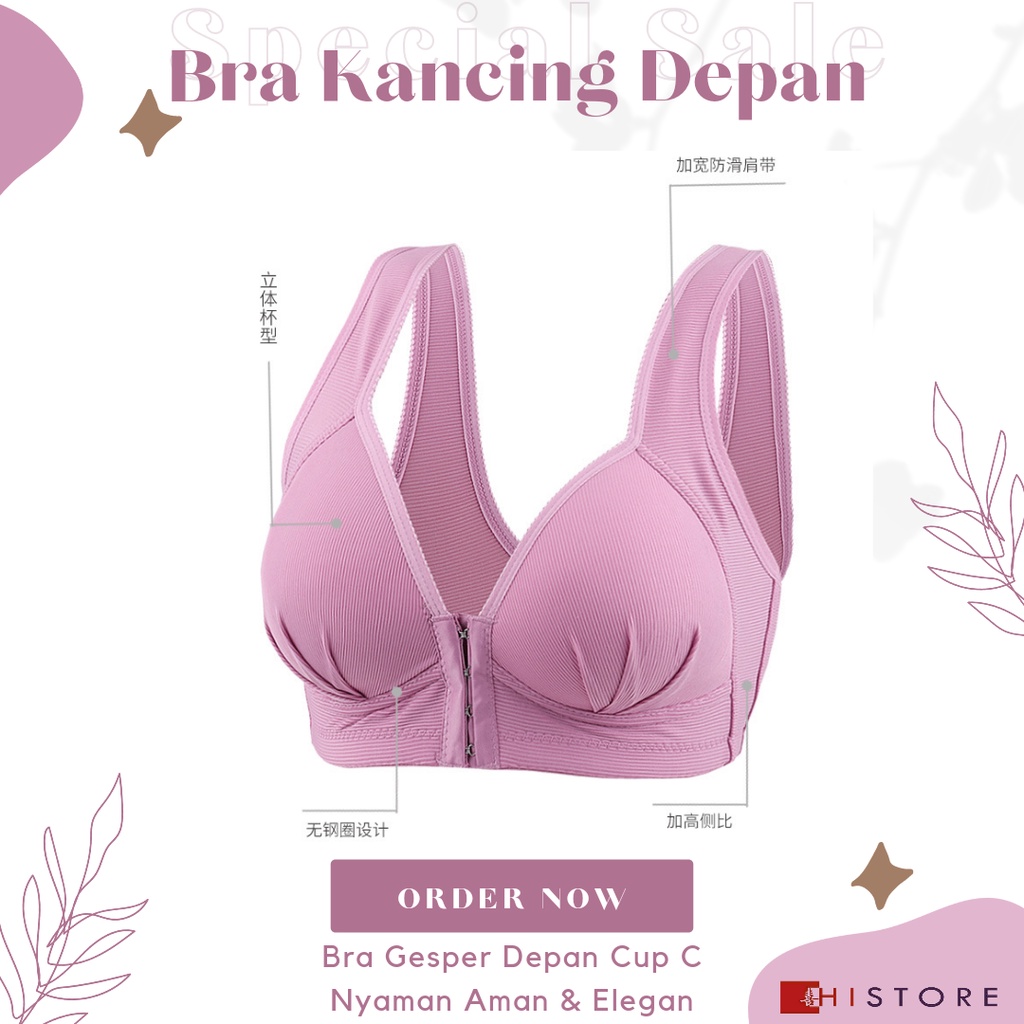 [HI] Bra Wanita Seamless Push Up Gesper Depan Kancing Depan Busa Tipis Tanpa Kawat Elegan 378