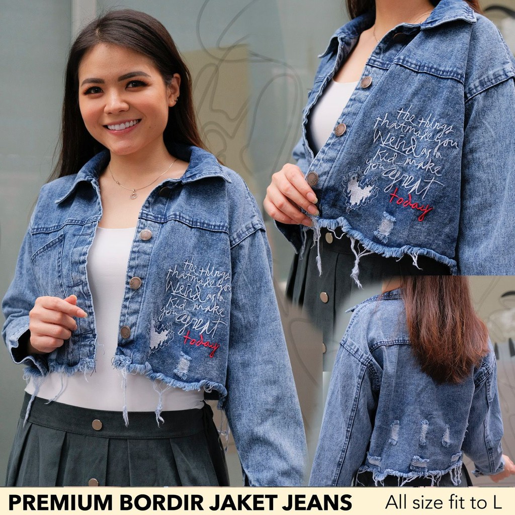 Jaket Levis cewek/wanita semi crop / jaket jeans crop