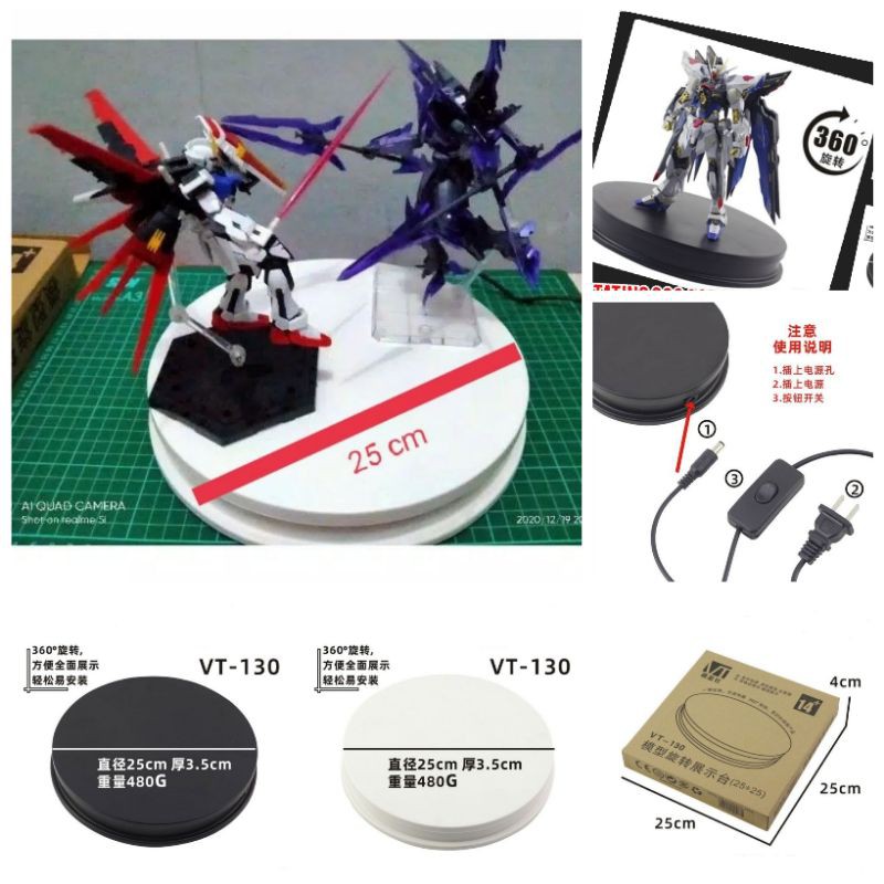 Turntable base meja putar mainan Action Figure Gundam MG PG RG HG Action Figure Turntable electrik A