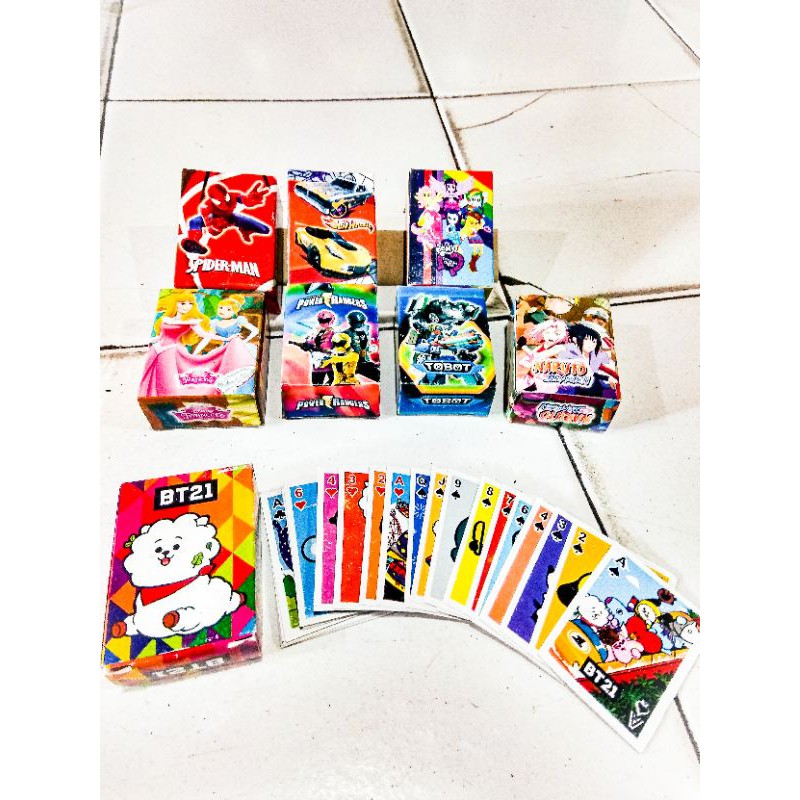 mainan remi kartu cap poker playing card mini / kecil karakter murah mainan edukasi anak