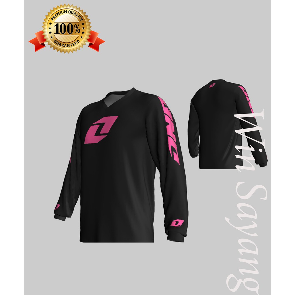 Jersey Sepeda Gowes Hitam List Pink