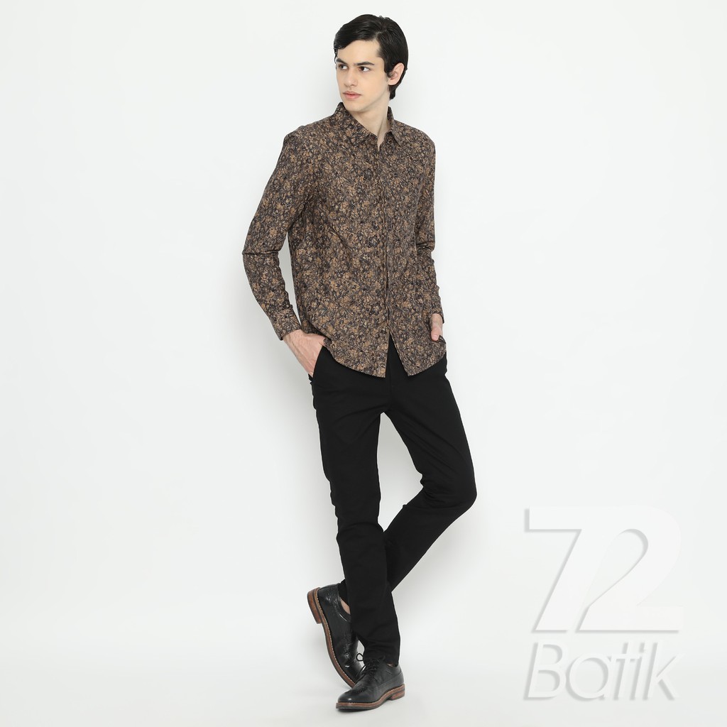 BATIK PRIA LENGAN PANJANG Kemeja Slimfit Premium Motif Capung Cream Krem Putih Tulang 726795 Cap 72 - Baju Kemeja Atasan Pakaian Setelan Batik Pria Cowok Laki Laki Remaja Keluarga Kantor Lengan Panjang Modern Slimfit Slim Fit Premium Kekinian