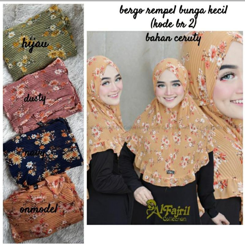 HIJAB BERGO PLISKET REMPEL MOTIF BUNGA ORI ALFAJRIL