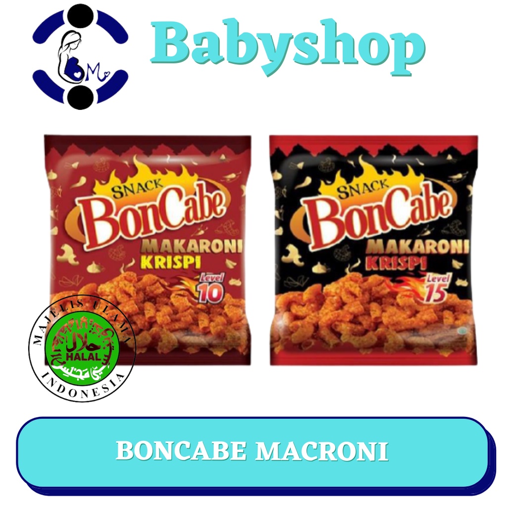 Makaroni Krispi Snack Boncabe kemasan kecil 30gr Level 15 dan Level 10 makaroni pedas