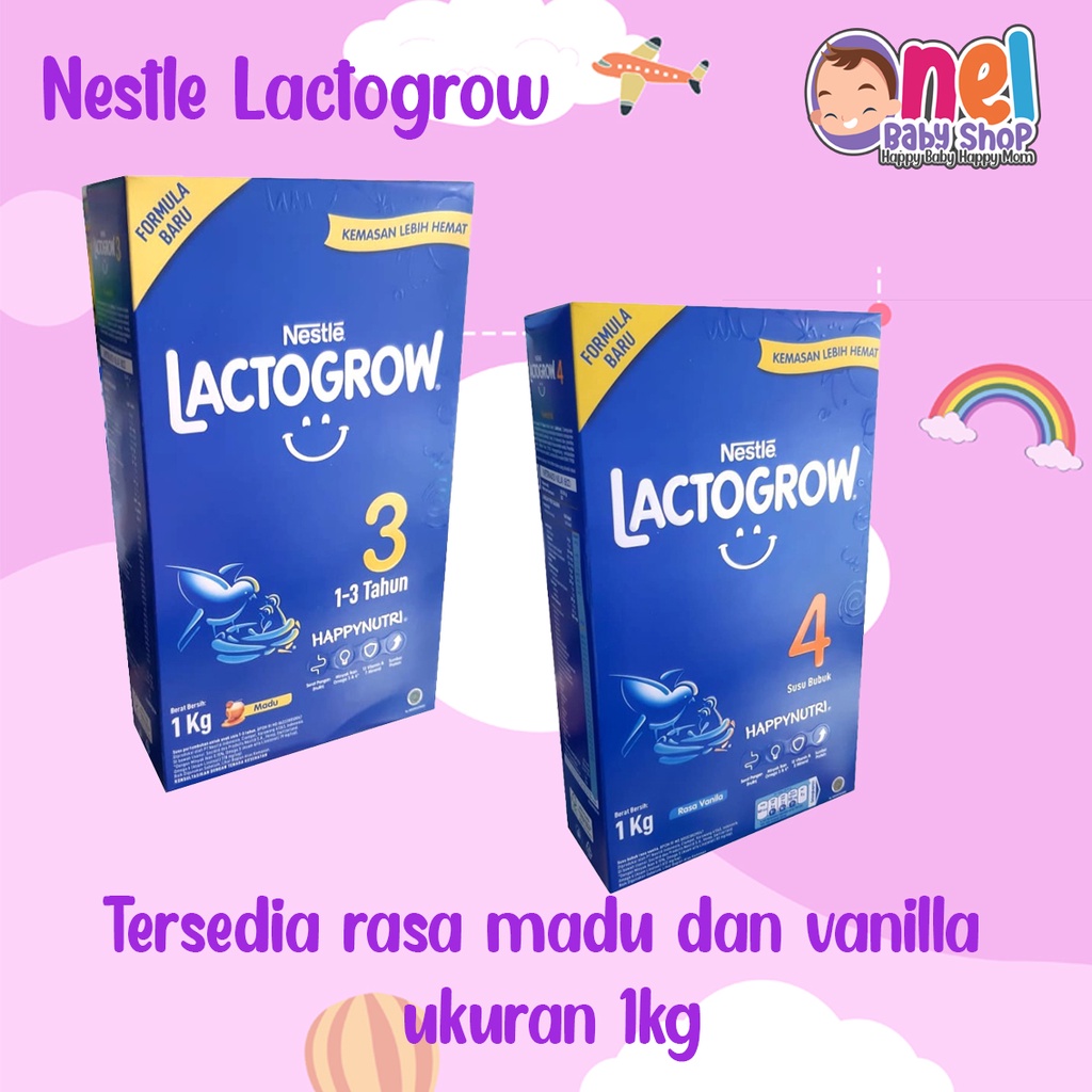 SUSU LACTOGROW 3 dan 4 HAPPYNUTRI MADU, VANILA 1 kg