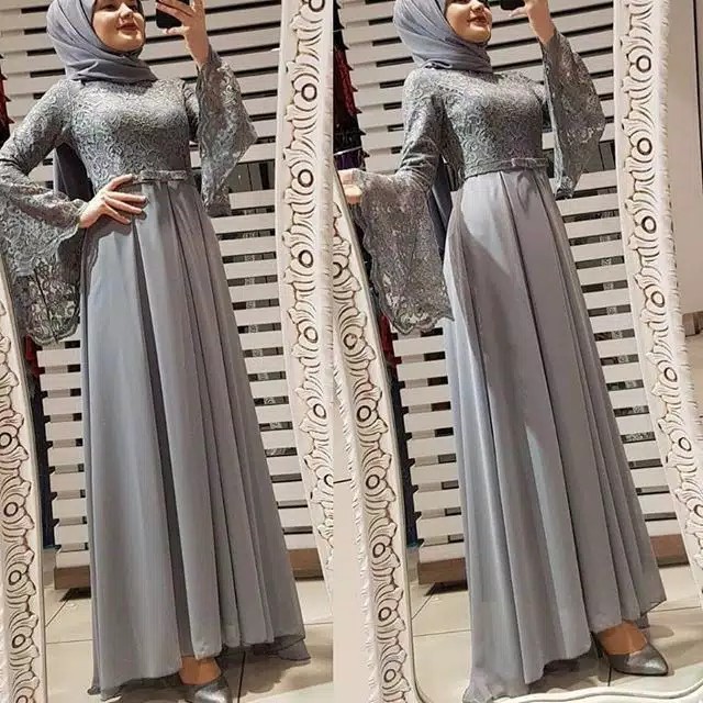 MEDUSA LONG DRESS BRUKAT MUSLIM GAUN PESTA MUSLIMAH PANJANG WANITA UKURAN TDK JUMBO WANITA
