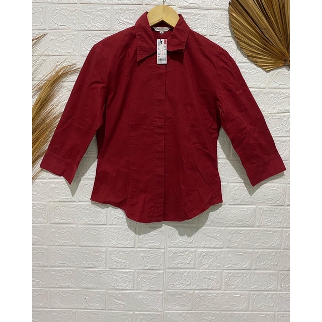 KEMEJA WANITA LENGAN PANJANG IMPORT MERAH