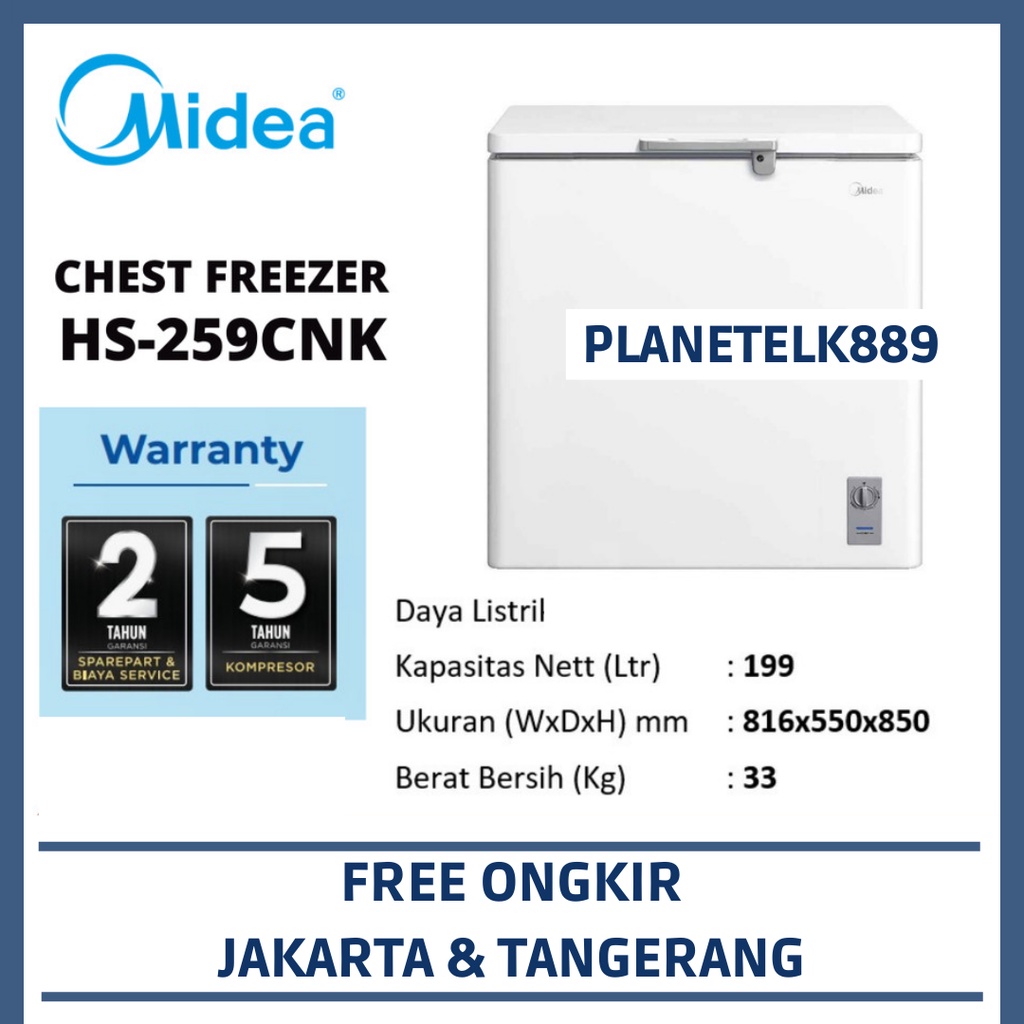 MIDEA HS 259CNK CHEST FREEZER MIDEA KAPASITAS 200 LITER HS-259CNK