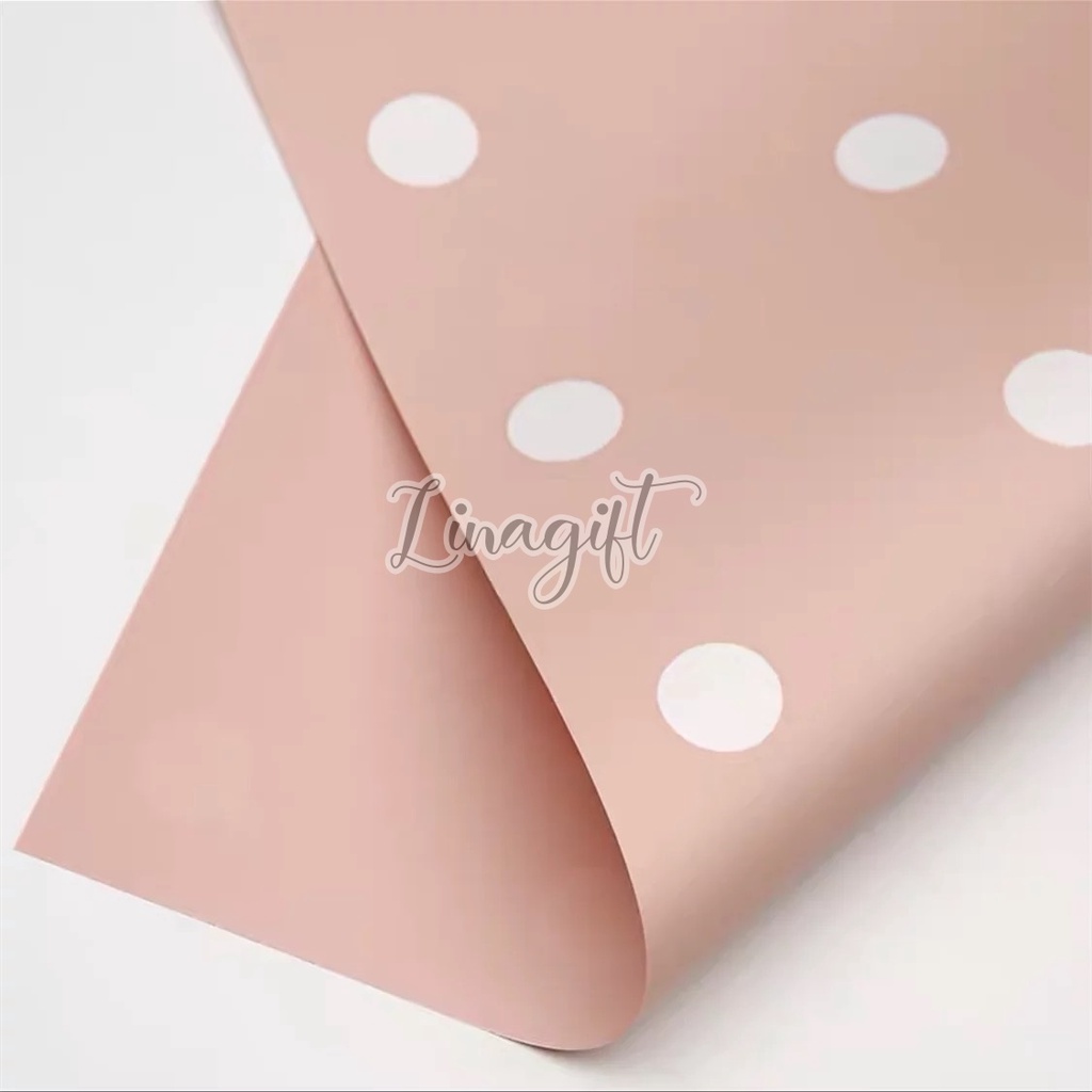 ( 5 Lembar ) BICOLOR POLKADOT - FLOWER WRAPPING PAPER BICOLOR POLKADOT PLASTIC CELLOPHANE KERTAS BUNGA KARANGAN BUKET FLORIST