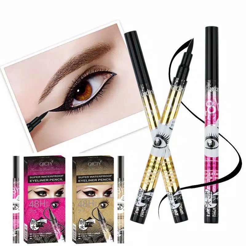 QICIY EYELINER 48H SUPER WATERPROOF SUPER WATER PROOF EYE LINER TAHAN AIR 48 JAM