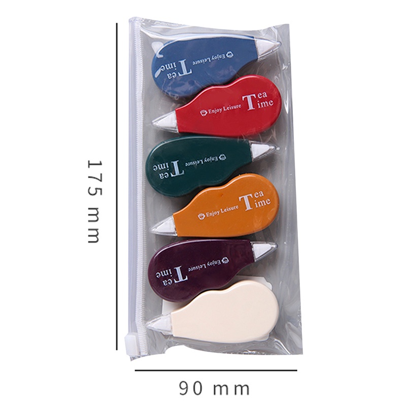 6 Pcs Retro Solid Color Correction Tapes Cute Mini Correction Tape