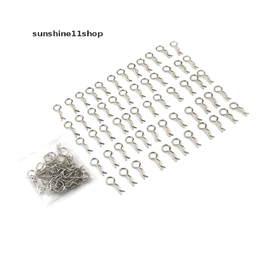 Sho 100pcs Klip Pin Body Bahan Stainless Steel Untuk 1 / 10 1 / 16 RC HSP