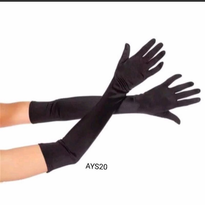 Sarung Tangan Polos Panjang Wedding Bahan Spandex-Gloves Pesta