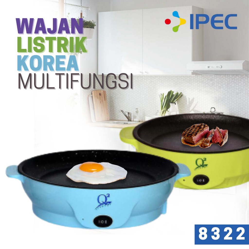 Panci elektrik Korean Pan Fried 22 CM Panci BBQ MULTIFUNGSI Listrik Panci Elektrik BBQ Multifungsi / Panci Travel 8322