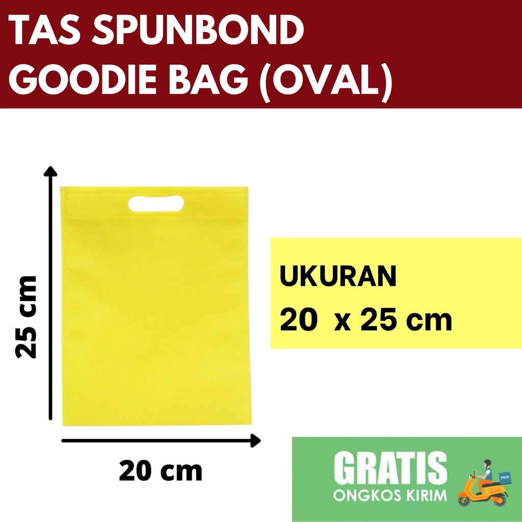 

TAS SPUNBOND OVAL GOODIEBAG 20X25 cm KUNING /Tas Belanja/Tas Ultah