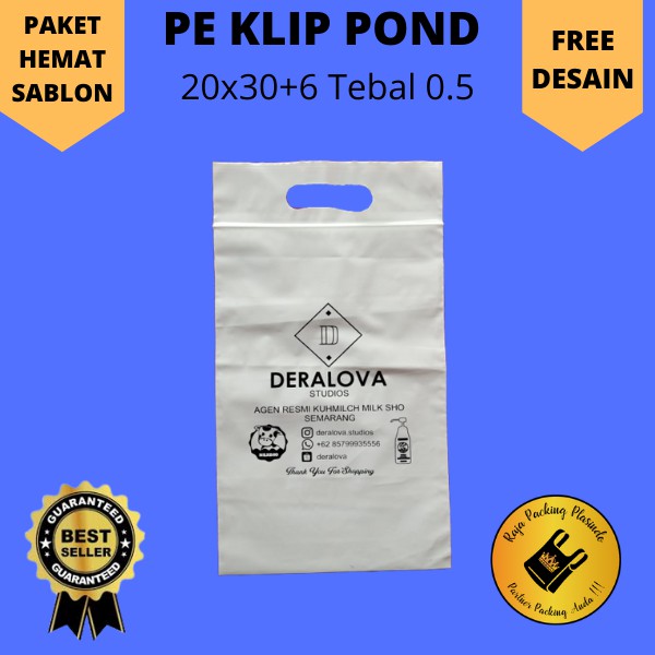 Sablon Plastik Klip Pond Uk 20x30+6 Tebal 0.5 Free Custom Desain / plastik ziplock / plastik Cetik