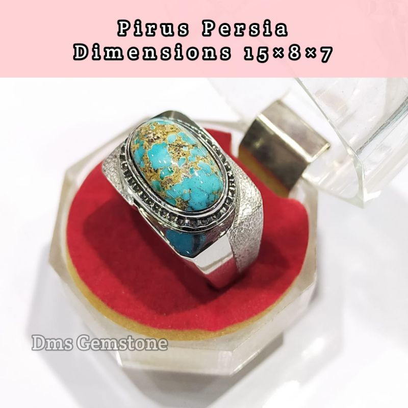 Cincin Permata Pirus Persia Asli Natural/ Batu Permata/ Batu Akik