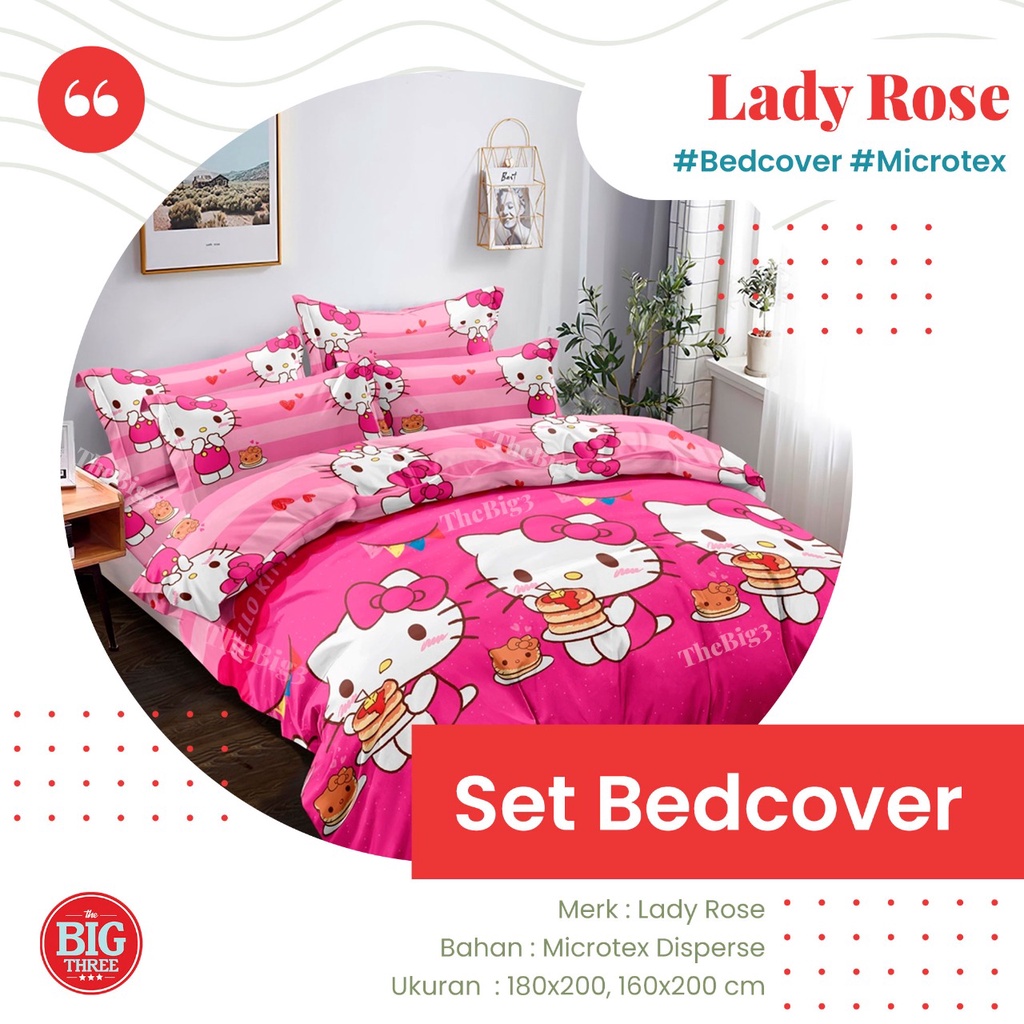 Bedcover + Sprei Rumbai 180x200 Lady Rose Adina Martin Medira Luxio Pikka Tundra Gavin Liandra Carmine Charcoal Rino Paskal Ersa Tasya Robin Teja Poppy Manda - King 180 LadyRose Hello Burger BC