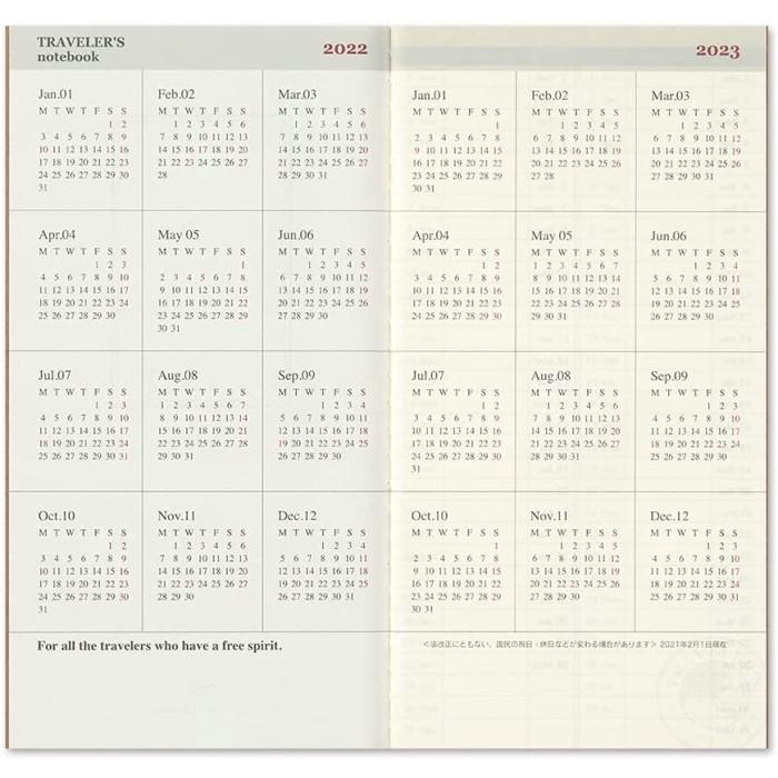 

Midori Traveler Notebook - Week + Memo Refill 2022