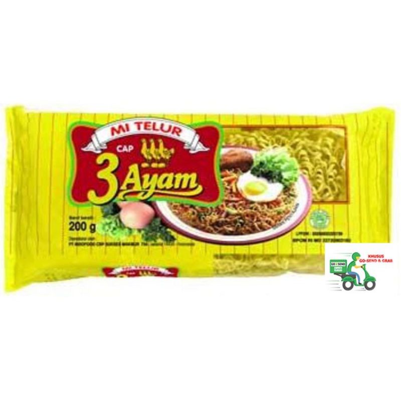 Mie Telor Cap 3 Ayam @ 200 gram