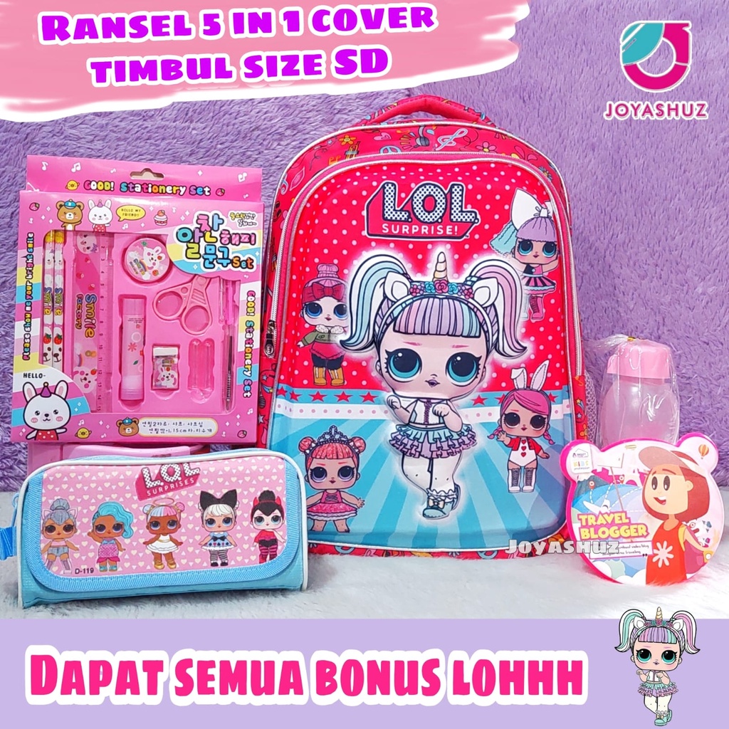 Tas Anak Lol 3D Berbonus - Ransel Lol 3D Anak SD - Tas Sekolah Anak SD  3D Karakter - Tas Anak Perempuan SD Gratis Botol Dan Misting-Tas Sekolah Anak Perempuan Karakter Lucu - Joyashuz