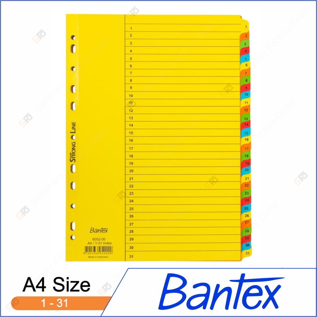 

Divider Index Bantex A4 1-31 - Carton Cardboard Loose Leaf 6052 - SFO Semarang Official