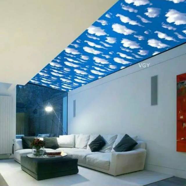 Wallpaper Wallstiker Dinding Motif Awan Angkasa Langit Langit Plavon Tinggal tempel Sudah ada Lem Me