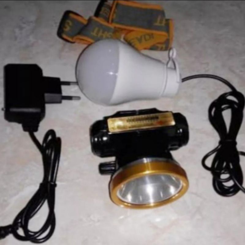 Senter Kepala Sunpro SL-8813 10Watt Cahaya Kuning Bonus Lampu led