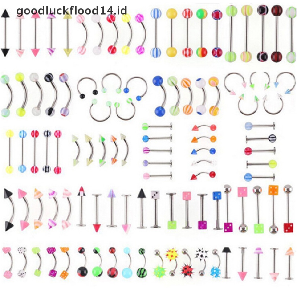 [OOID] 105PCS Wholesale Bulk lots Body Piercing Eyebrow Jewelry Belly Tongue Bar Ring ID