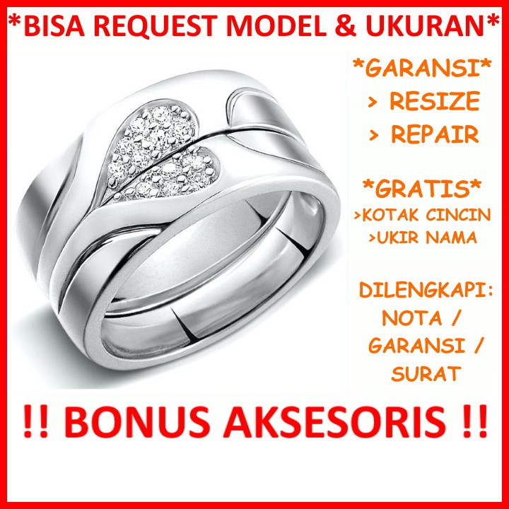 Gratis Ukir Nama Garansi Silver Asli Bisa Pesan Model Cincin Tunangan Perak Couple Kawin Nikah Id5