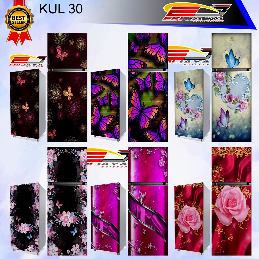 STIKER KULKAS PINTU 1 DAN 2 / STIKER MAGICOM KEKINIAN / STIKER KULKAS MOTIF FRESH FLOWER ( A 30 )