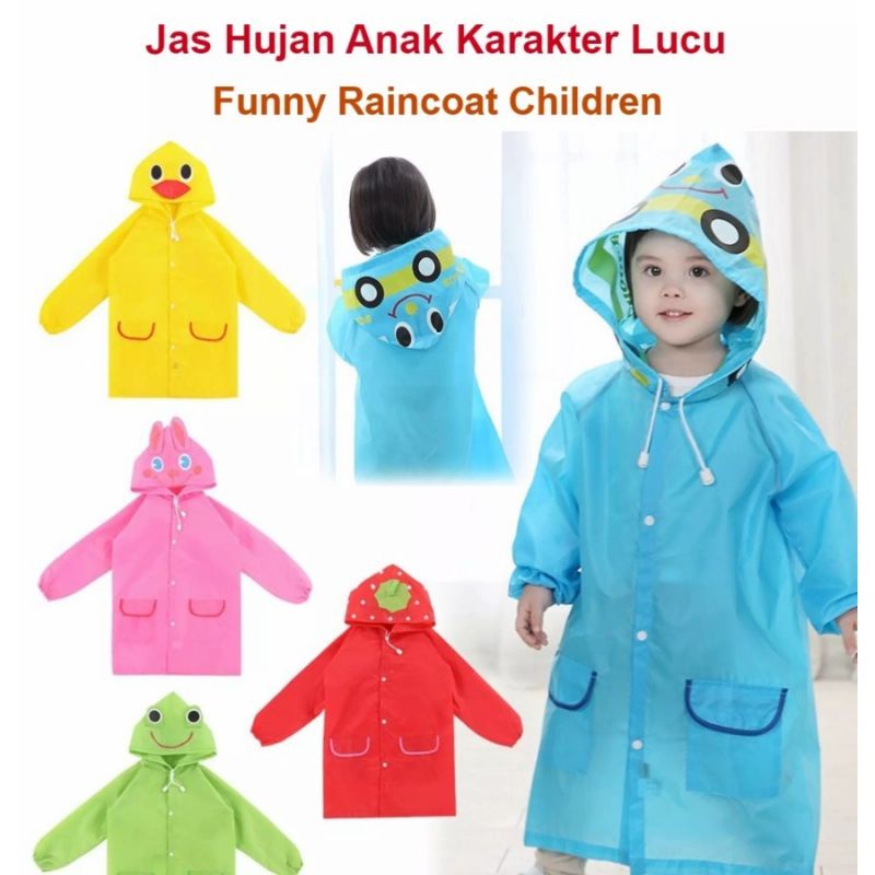 Jas Hujan Anak Lucu Hoddie Jas Hujan Motif Funny Rain Coat For Kids