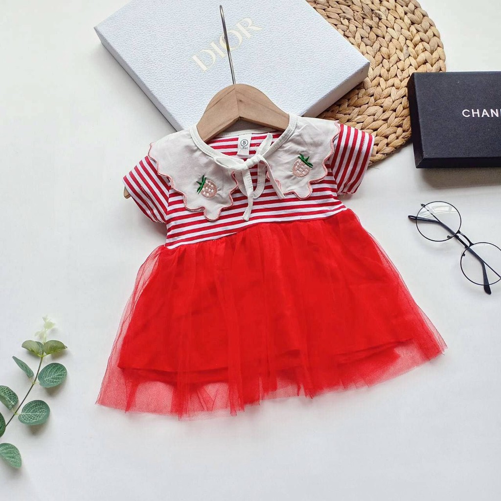 Promo !! Dress anak perempuan import Dress blaster two strawberry tutu uk 6bln-1th