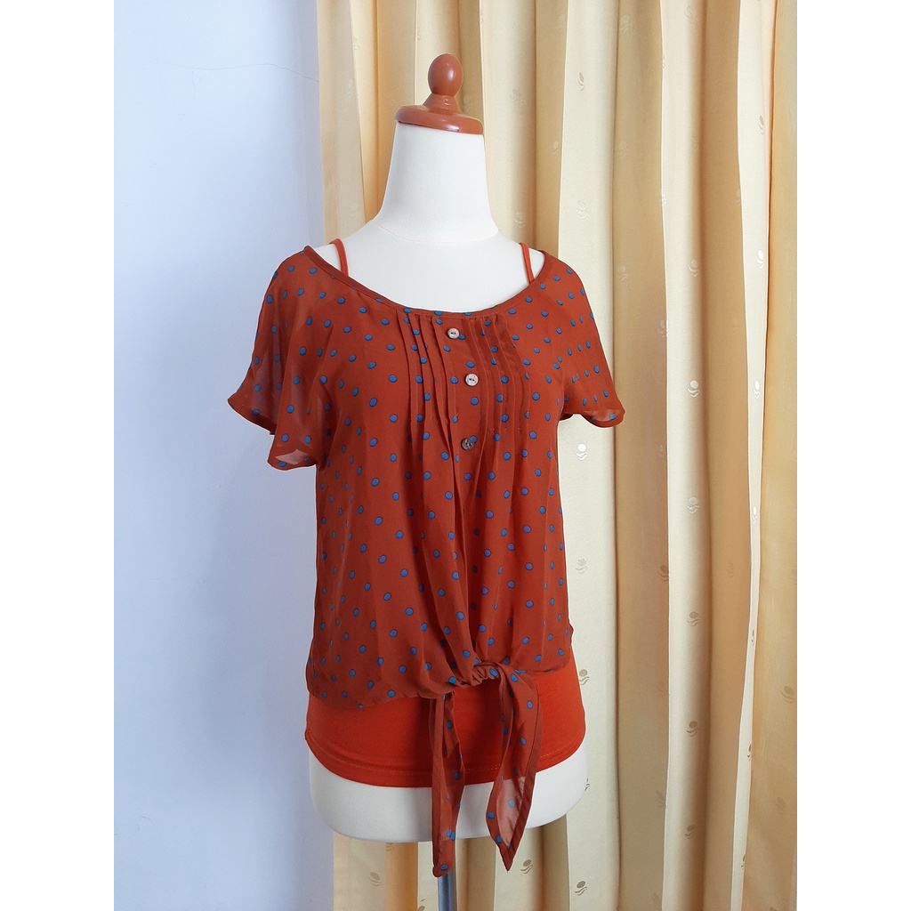 Blouse Crop Top Pita Ikat Polkadot