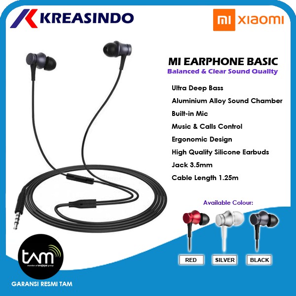 Xiaomi MI Earphone Headset Basic Original Garansi Resmi Xiaomi / TAM