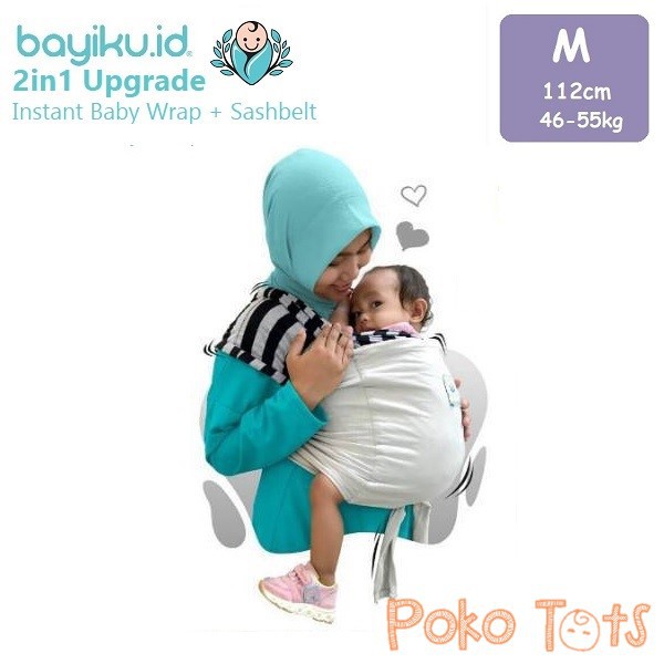 Bayiku Upgrade MEDIUM (M) Geos 2in1 With Sashbelt Instant Baby Wrap Sash Belt Gendongan Bayi Instan WHS