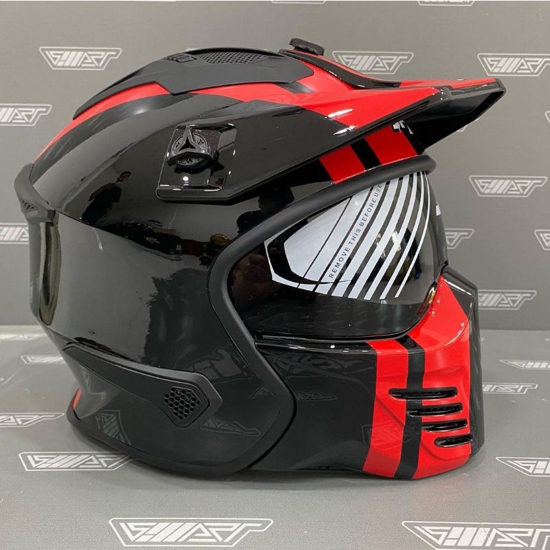 HELM JPX MX 726R MARZ 04 SUPER BLACK RED ORI HELM MODULAR JPX MX726R HITAM MERAH HELM TPURING JPX