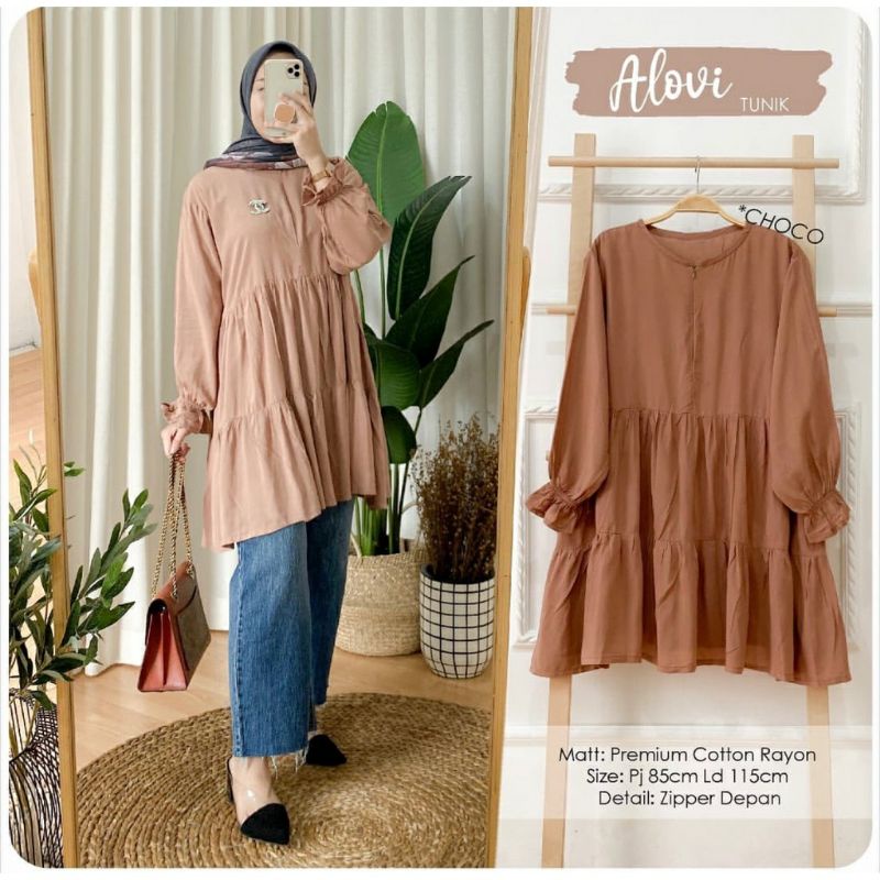 ALOVI TUNIK / ATASAN TUNIK POLOS / ATASAN TUNIK KATUN RAYON / TUNIK BUSUI RAYON