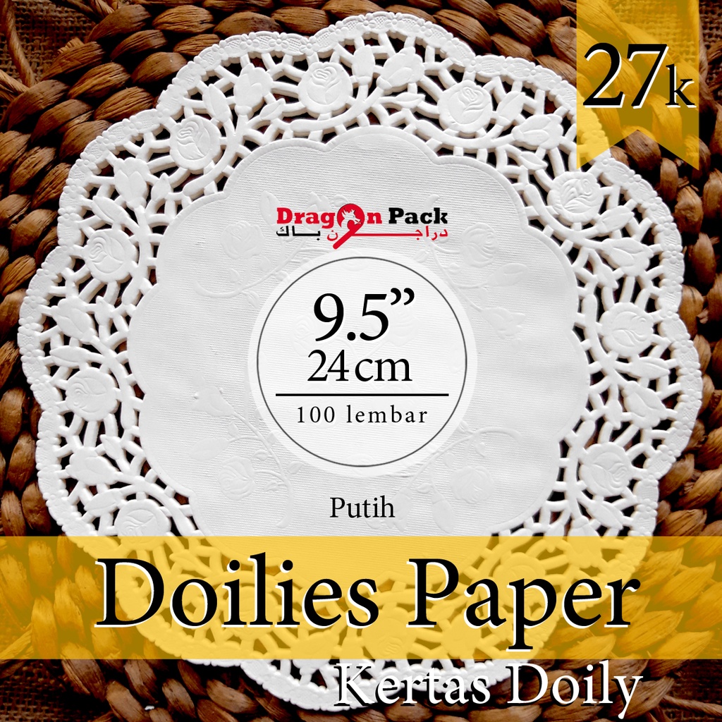 Doily Paper Kertas Doilies 9.5&quot; ( 24cm ) 1 pack isi 100 lembar Kertas Alas Renda / Dragonpack